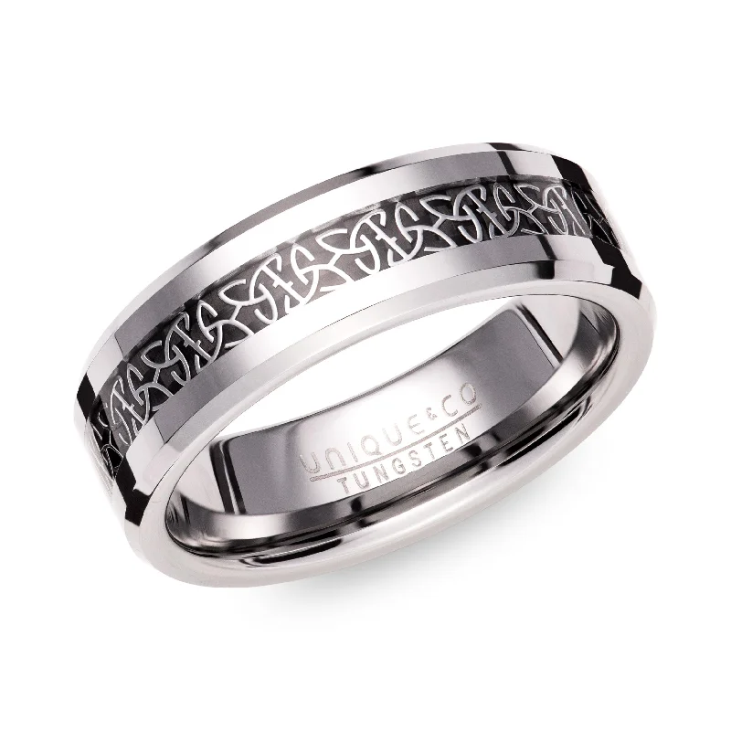 Unique & Co Celtic Tungsten Ring with Carbon Fibre