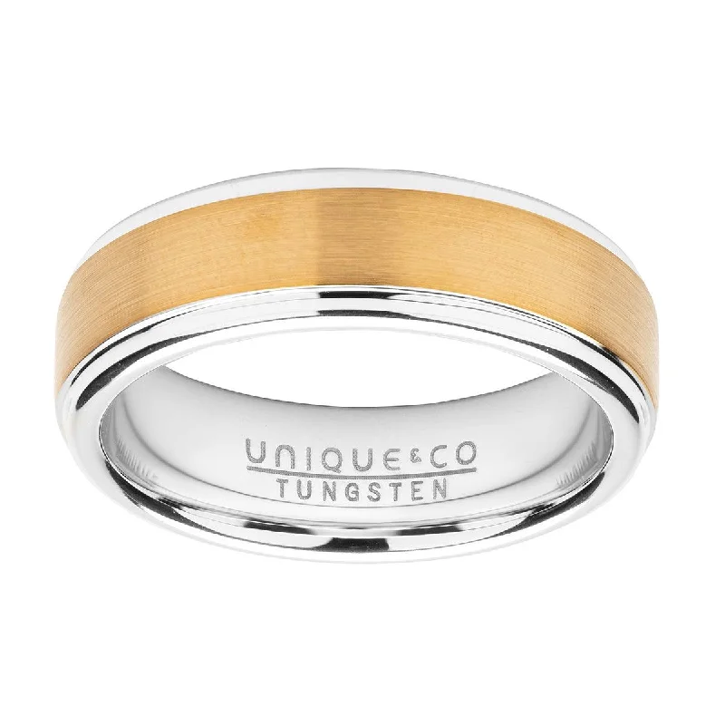 Unique & Co Flat Shaped Yellow IP Tungsten Ring