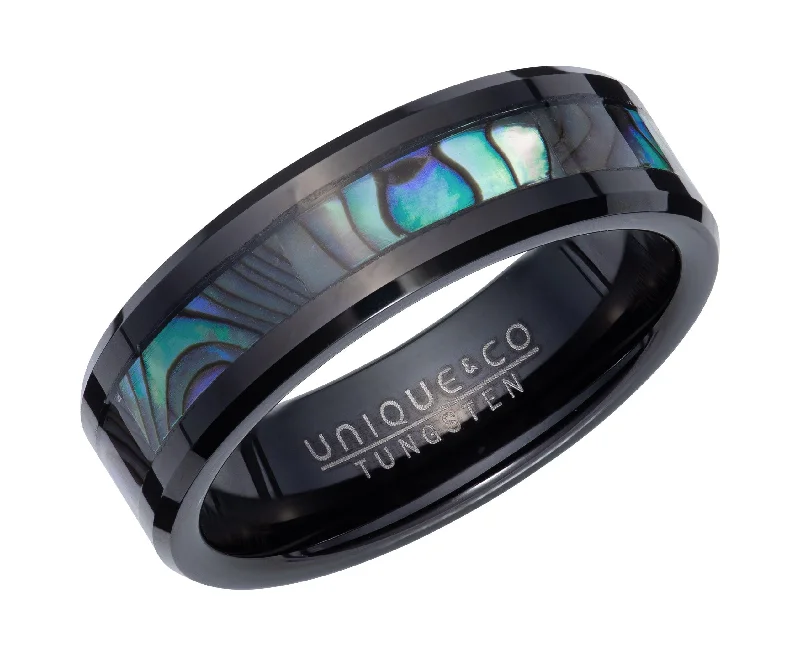 Unique & Co Abalone and Tungsten Carbide Ring