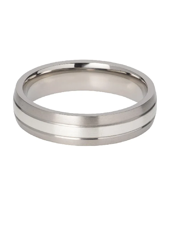 Unique & Co Titanium Ring with Silver Inlay