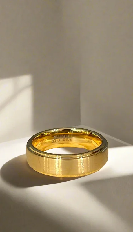 Unique & Co Tungsten Carbide Yellow IP Ring