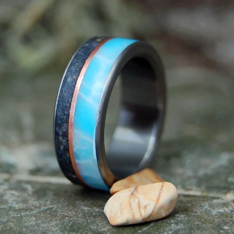 Vineyard Days | Men's Larimar, Copper, Martha's Vineyard Sand & Titanium Wedding Ring