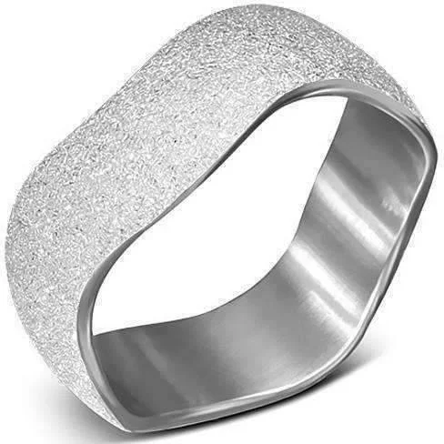 Wave Design Sandblasted Stainless Steel Band Ring