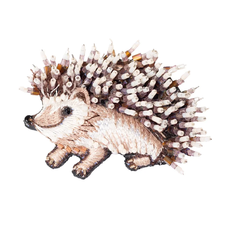 white breaster hedgehog brooch