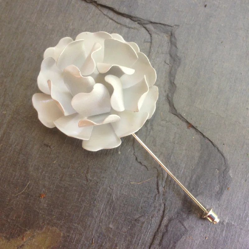 Wild Rose Lapel Pin in White